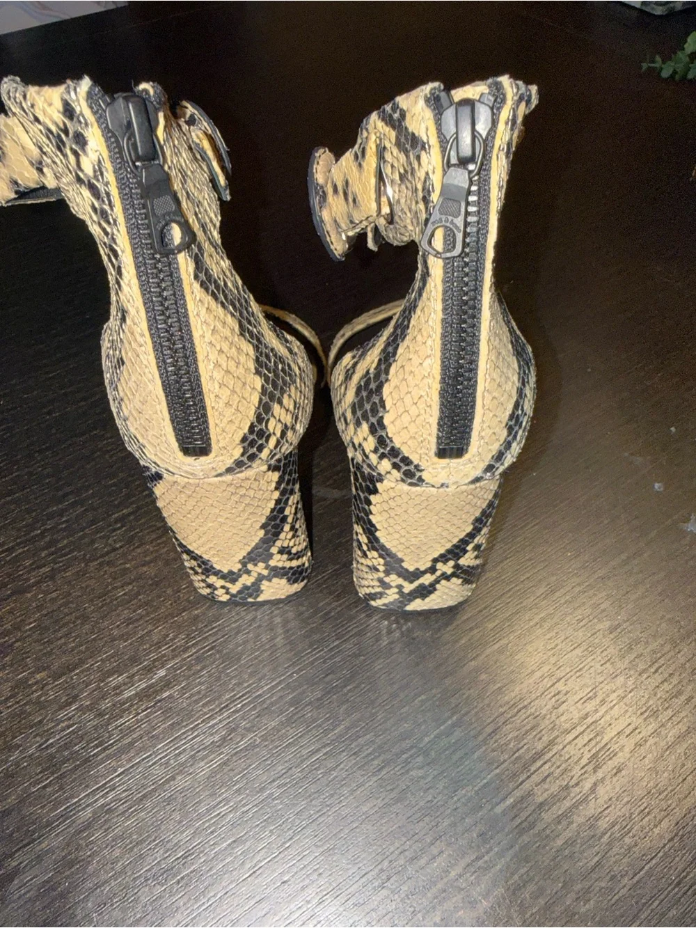 rag & bone Snake-Print Ankle Strap High Heels - Black & Beige
